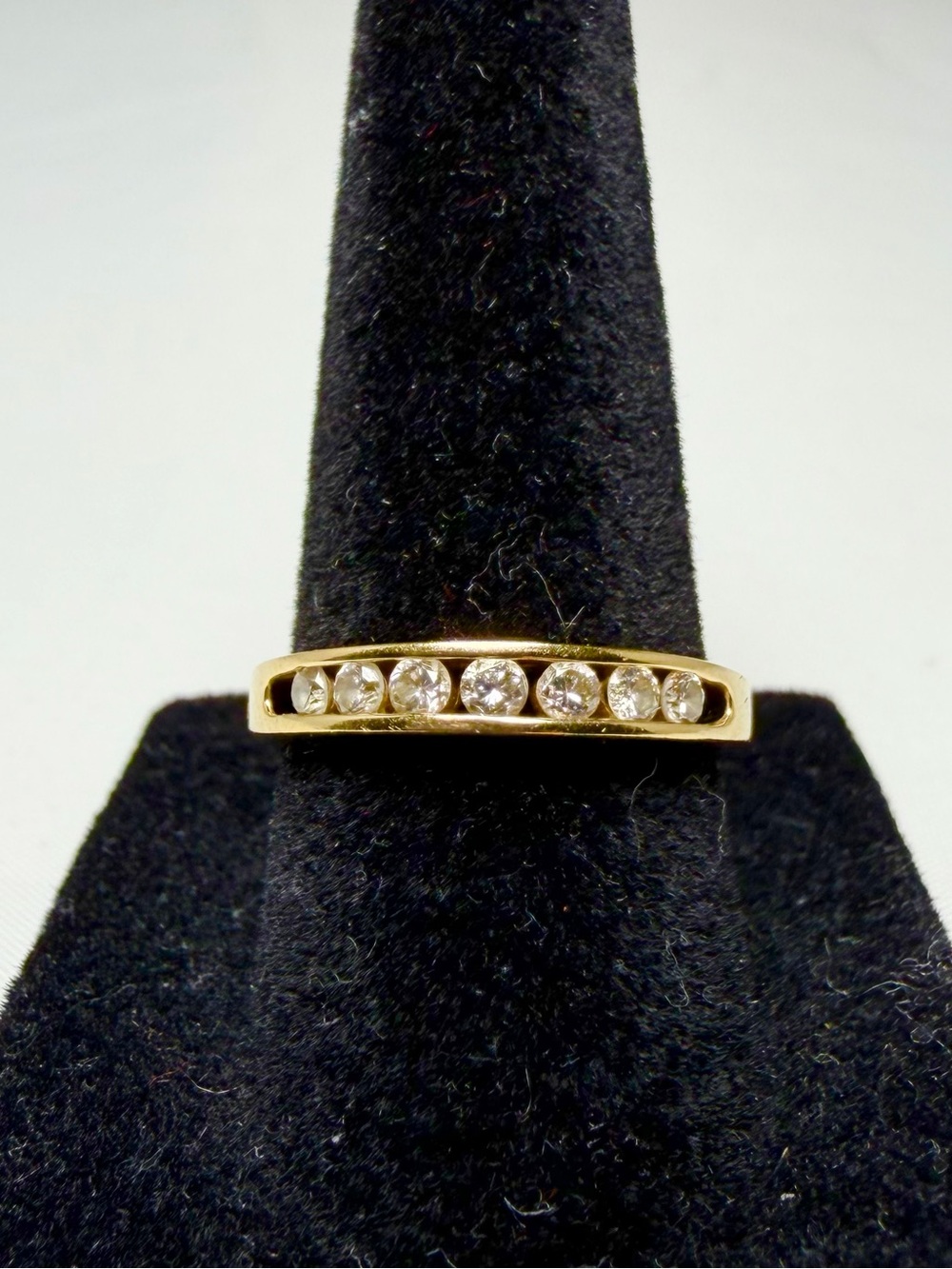 Diamond Wedding Band Size 7 Solid 14k Yellow Gold Channel Set Graduated